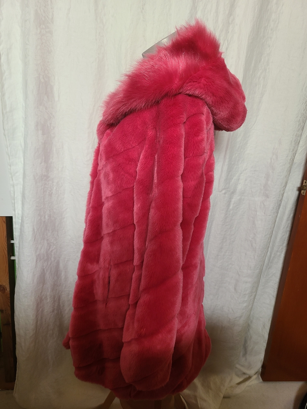 Jessica Hot Pink Hooded Teddy Coat Vintage - Picture 7 of 8